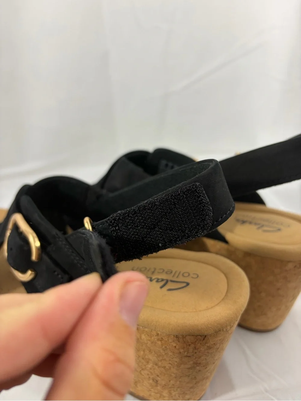 NWT Clarks Women’s Size 9 Black Cork Platform Slingback Sandals